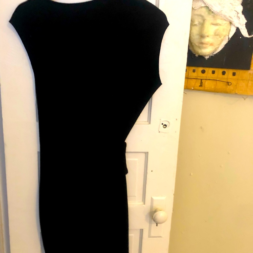 Helmut Lang asymmetrical black midi dress